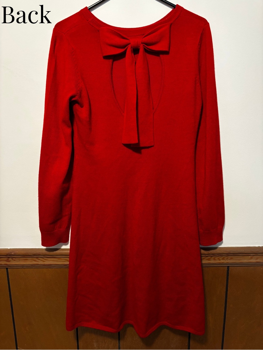 Vince Camuto Red Sweater Dress with Back Bow Holiday Christmas Dress Medium